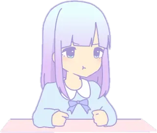 😕 anime, cewek, imut, kawaii, manga, pastel, ilustrasi whatsapp sticker