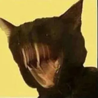 🐱 chat, monstre, créature, animal, dents, bizarre telegram sticker