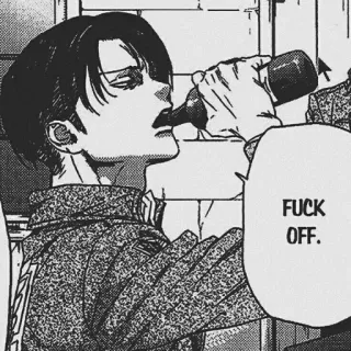 ⚔ Levi Ackerman Attack on Titan FUCK OFF. anime, levi, ackerman, militar, palavrão, attack on titan whatsapp sticker