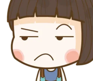 😒 dessin animé, en colère, agacé(e), fille, visage, expression telegram sticker