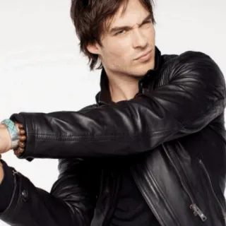 🖤 Damon Salvatore The Vampire Diaries vampir, serial TV, pria, jaket kulit, seringai, Ian Somerhalder telegram sticker
