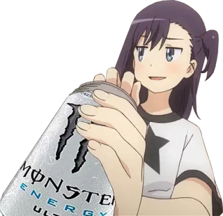 🍵 MONSTER ENERGY 动漫, 女孩, 怪兽能量, 饮料 telegram sticker