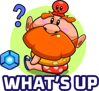 🎮 WHAT'S UP การ์ตูน, เครื่องหมายคำถาม, ตัวละคร, เป็นไงบ้าง, สติกเกอร์ telegram sticker