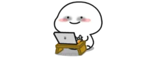 🍚 adesivo, desenho animado, trabalhando, laptop, escritório whatsapp sticker