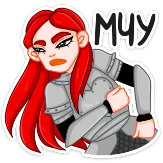 🏃‍♀️ МЧУ cabelo ruivo, armadura, desenho animado, mulher, brava, menina, adesivo whatsapp sticker