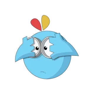 😵 cartone animato, sticker, blu, uccello, triste, occhi, uovo telegram sticker