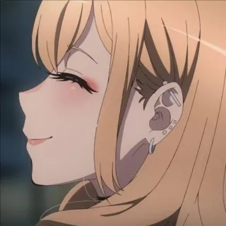 😊 Anime, Donna, Sorriso, Capelli Biondi, Piercing, Ritratto telegram sticker