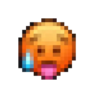 🥵 emoji, hot, sweat, pixelated telegram sticker