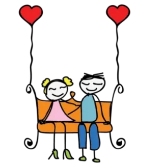 😘 amore, coppia, cartone animato, omino stilizzato, romantico, cuore whatsapp sticker