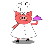 🍜 schwein, koch, cartoon, essen, tier telegram sticker