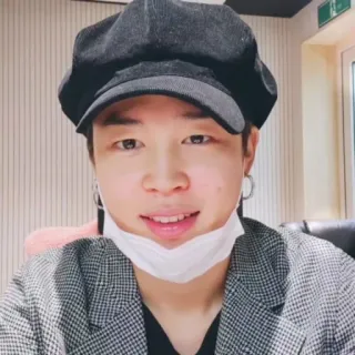 🥢 Jimin kpop, jimin, bts, sänger, idol, hut, maske telegram sticker