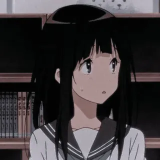 🍶 Anime, Chica, Uniforme escolar, Linda, Pelo negro, Tímida whatsapp sticker