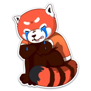 😭 แพนด้าแดง, ร้องไห้, เศร้า, สัตว์, การ์ตูน, น่ารัก telegram sticker