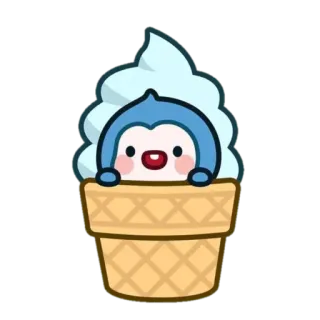 🍦 アイス, ペンギン, かわいい, 漫画, カワイイ, デザート, コーン, 甘い telegram sticker