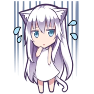 😢 Anime, Katzenmädchen, Kawaii, Chibi, Süß, Manga, Mädchen telegram sticker