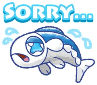 😭 SORRY... ikan, maaf, permintaan maaf, sedih, menangis, biru telegram sticker