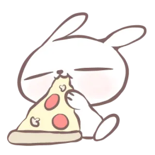 🎀 thỏ, pizza, ăn, dễ thương, hoạt hình, đồ ăn, thỏ con telegram sticker