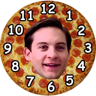 🍕 Tobey Maguire pizza, horloge, tobey maguire, mème, drôle, nourriture telegram sticker