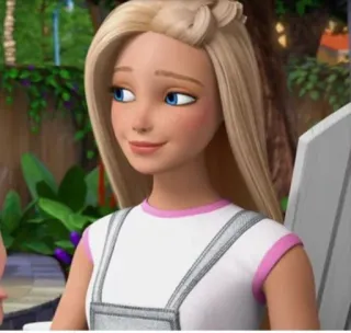 😏 Barbie hoạt hình, tóc vàng, cô gái, nhân vật, búp bê telegram sticker