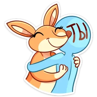 🤗 Ты rabbit, love, hug, cute, animal, cartoon telegram sticker