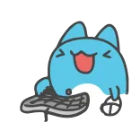 💻 adesivo, cartone animato, blu, personaggio, tastiera, digitando telegram sticker