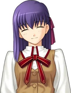 😊 Sakura Matou Fate/stay night animé, personnage, souriant, cheveux violets telegram sticker