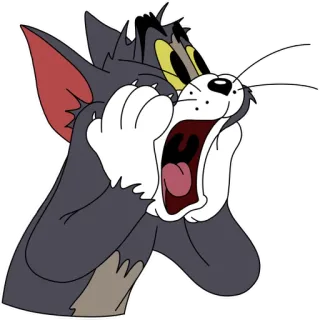 😵 Tom Cat Tom and Jerry cartone animato, gatto, scioccato, spaventato, urlante telegram sticker