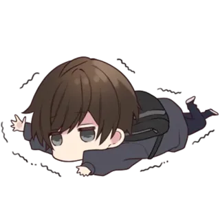 😓 Anime, Chibi, Allongé, Cartoon, Personnage telegram sticker