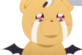 🥺 anime, menangis, sedih, beruang, iblis, kawaii, kartun whatsapp sticker