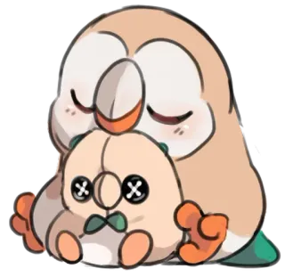 ☺️ Rowlet pokemon, brindibou, hibou, endormi, mignon, peluche telegram sticker