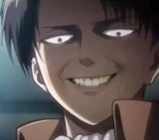 😁 Levi Ackerman Attack on Titan อนิเมะ, ผ่าพิภพไททัน, รีไวล์, รีไวล์ แอคเคอร์แมน, หน้าตลก, มีม, แปลก telegram sticker