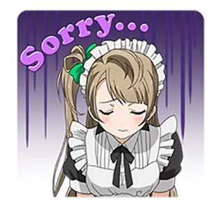 🙏 Sorry... xin lỗi, tạ lỗi, anime, hầu gái, buồn, cảm xúc telegram sticker
