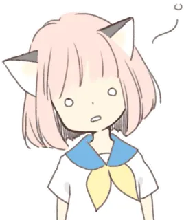 😦 anime, orelhas de gato, menina, confusa, fofa, uniforme escolar telegram sticker