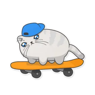 🏃 kucing, skateboard, imut, binatang, stiker, kartun whatsapp sticker