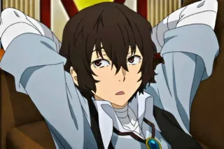 ⛓ Osamu Dazai Bungou Stray Dogs Anime, Charakter, Dazai, Osamu Dazai, Bungo Stray Dogs, Sitzend whatsapp sticker