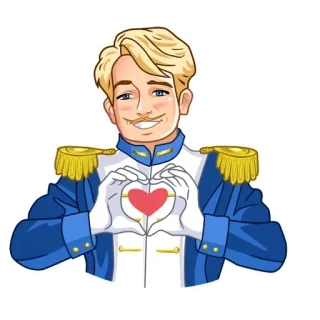 😍 cuore, amore, principe, reale, cartoni animati, emoji telegram sticker