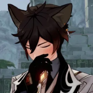 😳 Zhongli Genshin Impact Аниме, Кошачьи ушки, Чжун Ли, Genshin Impact, Видеоигра, Персонаж telegram sticker