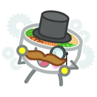 😀 makanan, mangkuk, kumis, topi tinggi, monokel, pria whatsapp sticker