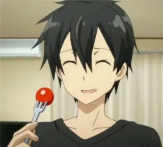 😅 Kirito Sword Art Online Anime, Kirito, Sword Art Online, Personagem, Masculino, Feliz telegram sticker
