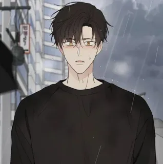 😨 uomo, anime, triste, pioggia, ritratto telegram sticker