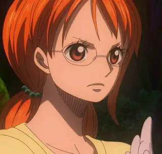 👑 Nami One Piece Anime, Femme, Lunettes, Rousse, Personnage whatsapp sticker