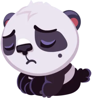 😔 Panda, Triste, Fofo, Animal, Desenho animado, Emoji telegram sticker
