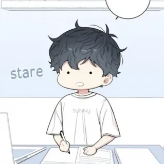 🐚 stare мультфильм, аниме, мальчик, рисунок, письмо whatsapp sticker