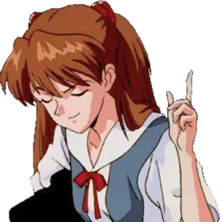 ☝ Asuka Langley Soryu Neon Genesis Evangelion anime, gadis, karakter, rambut merah, seragam sekolah telegram sticker