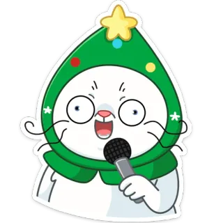 🎤 кот, микрофон, пение, ёлка, новый год, стикер, мультфильм telegram sticker