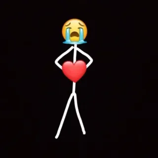 😭 Emoji, Omino stilizzato, Cuore, Triste, Piangere, Amore, Emozione, Solo telegram sticker