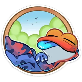😴 frog, animal, relaxation, peaceful, nature, cartoon, cute telegram sticker