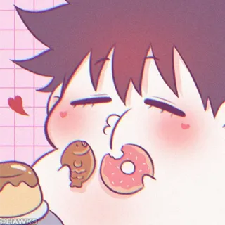 ⚫️ @HAWKS lucu, kawaii, makanan, donat, puding, ikan telegram sticker