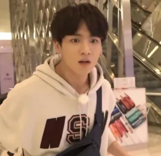 🤯 man, kpop, jungkook, person, surprised, indoor, hoodie telegram sticker