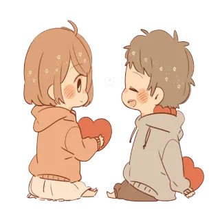 ♥ amore, carino, coppia, relazione, cuore, cartone animato telegram sticker